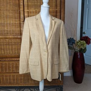 NWT Ralph Lauren Tan Window Pane Jacket SIZE 14